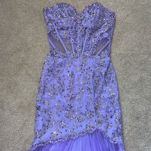 Strapless Lavender Prom Dress